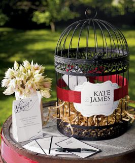 Personalized Classic Black Round Decorative Birdcage Wedding card 