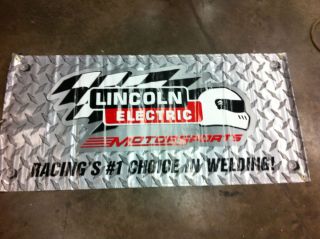 Lincoln Electric welders MIG TIG banner NHRA Nascar garage trailer 