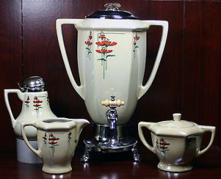 Rare Royal Rochester 1930s Art Deco Royalite Chinaware Coffee Pot Set
