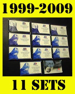 1999 2008 2009 US MINT 50 STATE QUARTERS PROOF COLLECTOR SET+BOX+COA 