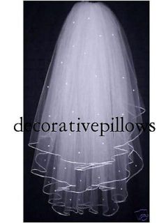 ivory WEDDING VEIL WITH 3 TIER DECORATED WITH PERLA. PENCILGEP411