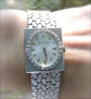 Mathey Tissot Vintage 14k Solid White Gold & Diamond Watch