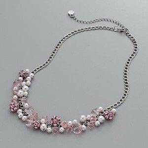 Simply Vera Vera Wang Cluster Necklace Pink NEW