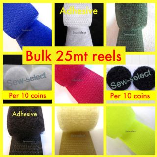 Velcro hook & loop sewing and sticky adhesive tapes Dots & Bulk 25m 