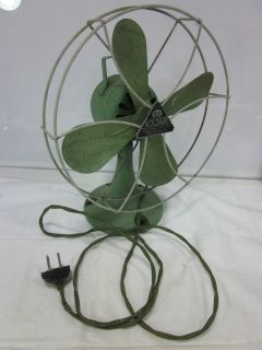 Vintage Knapp Monarch Green 1Sp. Cast Iron Base Fan 10.75h x8.5w x5 