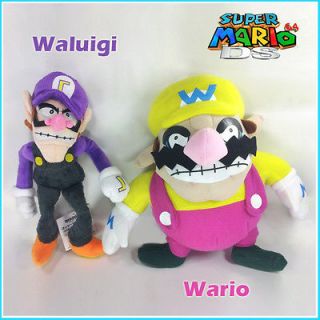 2X Super Mario Bros Soft Toy Wario & Waluigi Plush Stuffed Doll Figure 