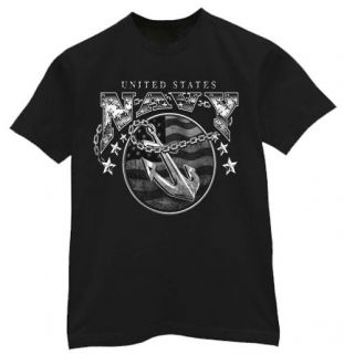 US United States Navy USN b&w design mens black t shirt tee shirt