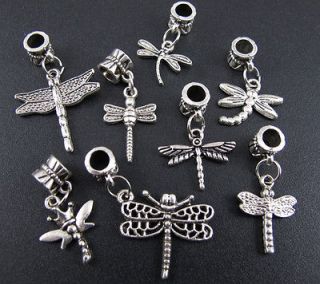 Wholesale 100x Tibetan Silver Dragonfly Dangle Charm Beads Fit 