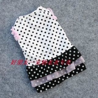 pet dogs clothes Costumes summer White with black spots princess dress 