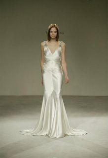   Wang Ivory Mermaid Sleeveless Satin Wedding Dress Style 11255 Size 8