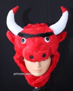 RED WEBUFFALO BULL COW OX CATTLE COSTUME HAT MASK H68
