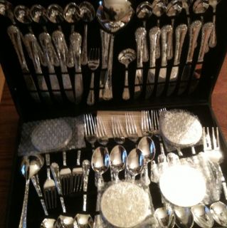 NOS WM Rogers And Son Silverplated Silverware Set 61 Peices New In 