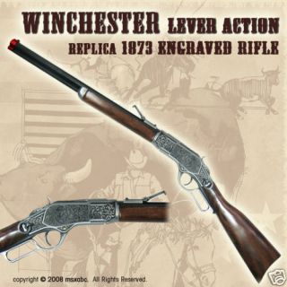 Winchester Lever Action 1873 Engraved Rifle 38 Replica