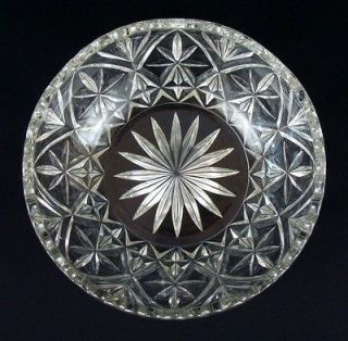   THICK STAR PATTERN PRESSED CLEAR GLASS SALAD FRUIT CANDY BOWL DISH