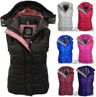   SLEEVELESS HOODED JACKETS WOMENS QUILTED JACKET BODYWARMER VEST TOP