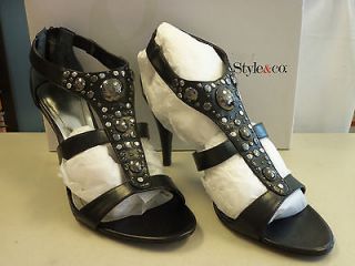Style Co New Womens Pauline Black Leather Heels 10 M Shoes