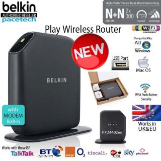 Belkin Play DualBAND N600 Wireless Modem Router 300Mbps F7D4402 HD 