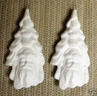 Ceramic Bisque Ornament Santa on Tree Set Kimple 2293 U Paint Ready To 