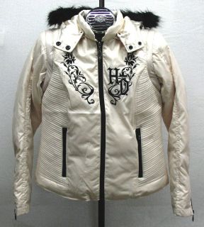 Womens Harley Davidson Off White Converitble Puffer Jacket, 97474 