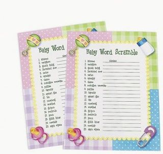 24 Baby Shower Word Scramble Games party favor