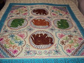 Sequin Ethnic Elephant india designs THREAD Embroidered india Tapestry 