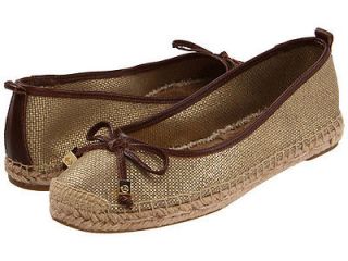 NIB MICHAEL KORS MEG Gold Espadrille Flats Shoes Womens 8.5 NEW IN BOX
