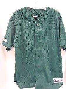   Green Majestic Baseball Softball Full Button Blank Mesh Jersey Shirt