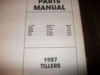 GILSON roto tiller,tillers​1987,illustrat​ed parts manual,many 