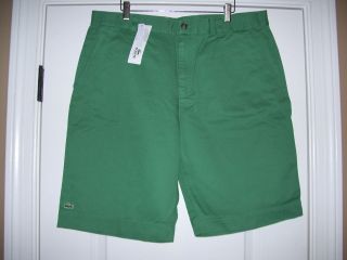 Mens Lacoste Riziere Flat Front Washed Green Shorts Size 36 NWT