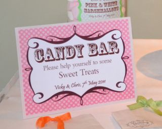 DIY Candy Buffet Bar Sweetie Sweet Table   Sign Labels Scoop Bags 