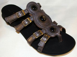 Tatami Birkenstock Amira Metallic Silver Leather Slides Sandals 5 6 7 