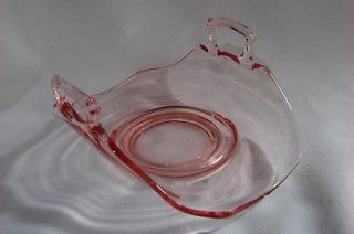 Vintage Pink Bon bon Nappy Dish Depression Glass Era Two Handle Upturn 