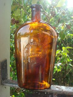 BOND & CO. NEWARK N.J. amber strap side flask Jersey quart