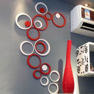 New Fashion Decor 5 Circles Ring Indoor 3D Wall Art Home Decoration 6 
