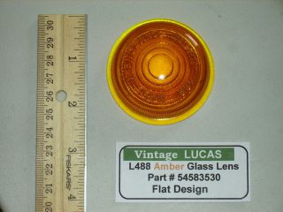 Lucas Vintage L488 AMBER Glass Lens (1) Flat Design