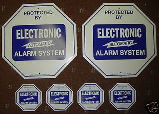   WHITE HOME SECURITY ALARM WARNING SIGNS & 4 SECURITY ALARM STICKERS