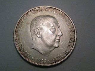 1966 Spain 100 pesetas PTAS silver coin FRANCISCO FRANCO CAUDILLO DE 