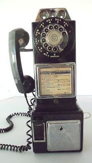 Vintage Black Automatic Electric PayPhone 3 Slot Phone wired to work 