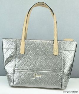 New GUESS Ladies Handbag Reiko Satchel Bag Pewter NWT Purse USA