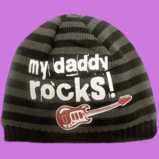 Winter MY DADDY ROCKS Knitted Hooped Beanie Hat 0 3Y