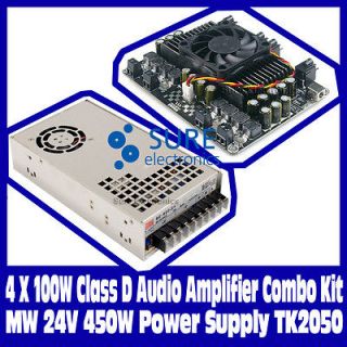 100W Class D Audio Amplifier Combo Kit w MW 24V 450W Power Supply 
