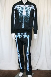 JEREMY SCOTT+ADIDAS X RAY Skeleton Bones Black Tracksuit Sweatshirt 