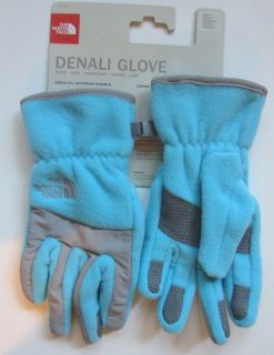 The North Face Girls Denali Fleece Winter Glove Aqua Blue M Medium NEW