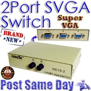 Port LCD Monitor Switch CRT Video Splitter way box UK VGA SVGA HD 