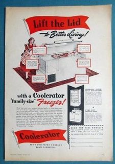 Original 1949 Coolerator Freezer Ad LIFT THE LID TO BETTER LIVING 8 x 