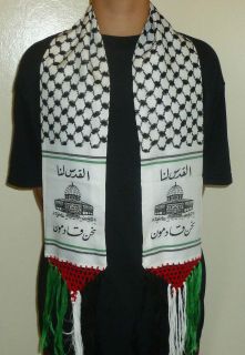 New Palestine Flag w/Alquds (Jerusalem) Neck Scarf / Authentic Shemagh 