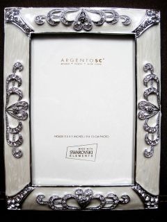 NEW ARGENTO SC PICTURE PHOTO FRAME 5x3.5 SWAROVSKI CRYSTALS & MOTHER 