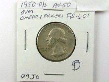 1950 D over S Washington Quarter Dollar AU 09JO