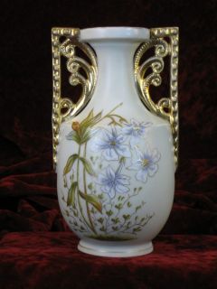 Art Deco Hand Painted Carlsbad Austrian PORCELAIN Vase Victoria Gold