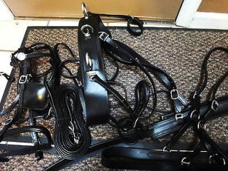 Padded Cob Arabian Leather Horse Harness Driving Black Complete Set